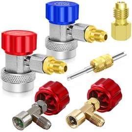 Boltigen R134A Adapters Kit, R134A Quick Couplers with Self Sealing & Puncture Can Taps, 134A Refrigerant Manifold Adapter & Can Tap, AC Freon Can Tap Adapter Set, for R134a System Refrigerant Refill