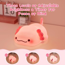 Axolotl Night Light for Kids,Animal Silicone Nursery Night Lamp, Rechargeable Table Lamp Bedside Lamp,Cute Room Decor Light for Bedroom,Living Room,Dining,Desk Decorations,Gift
