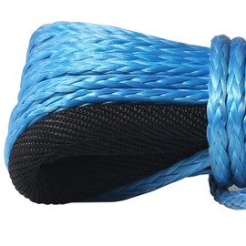 My Outline UHMWPE Basic Automotive Winch Rope, Size: 2.5 x 39.4 ft (6.3 mm x 15 m), Thimble Sheath Included, Color: Blue