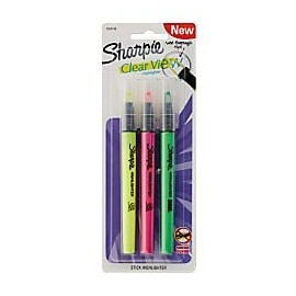 Sharpie Clear View Highlighter Stick, Chisel Point, Assorted Colors, Pack of 3