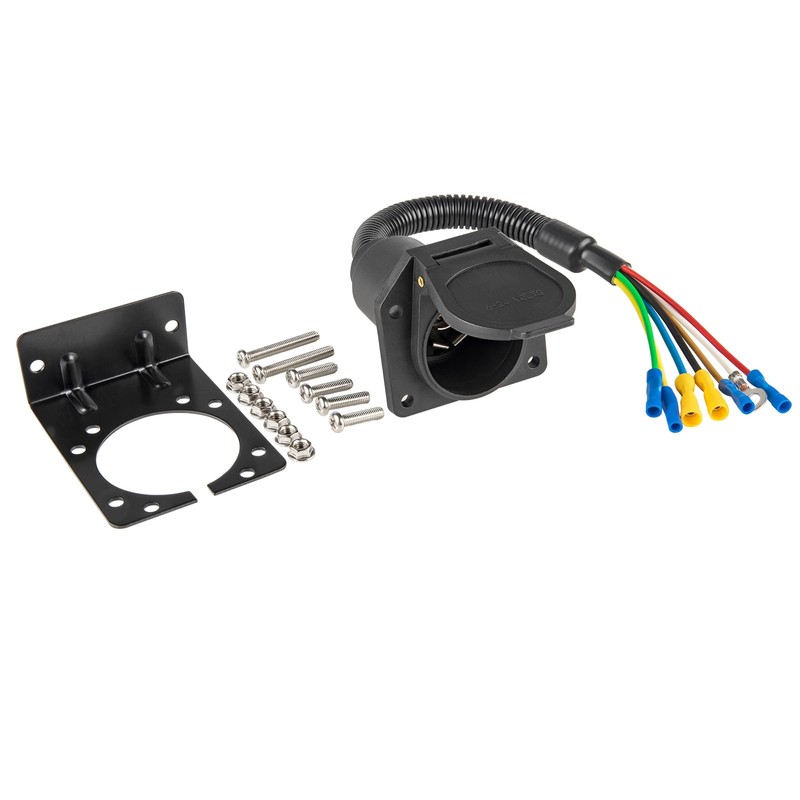 MECMO 7 Way RV Trailer Light Connector Socket 7 Pin