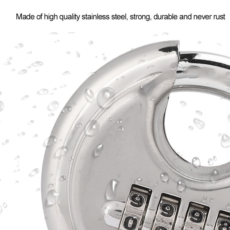 Stainless Steel Password Round Padlock Key 70mm thickened 9, 5mm
