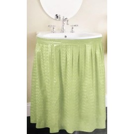 Better Home Vinyl Sink Skirt Bubbles Design Vanity Cover Waterproof Bathroom Decorator (Green)