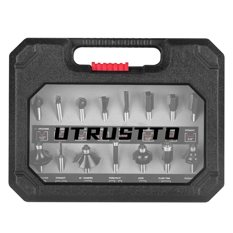 UTRUSTTO Router Bits 1/4 Inch Shank 15 Pieces, Tungsten Carbide