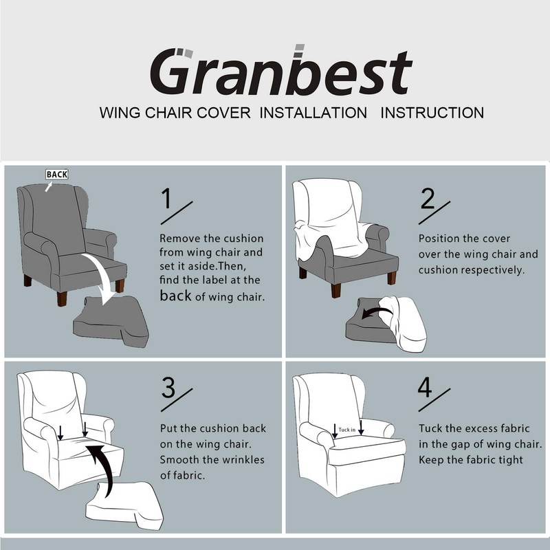 Granbest Premium Water Repellent Wingback Chair Cover 2-Piece High Stretch