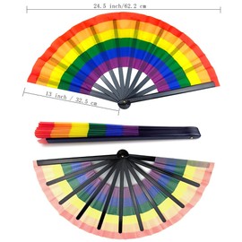 SaktopDeco Large Rainbow Folding Hand Rainbow Hand Fans Craft Fan Pride Fan Plastic folding fan Dancing Fan Gift Fan