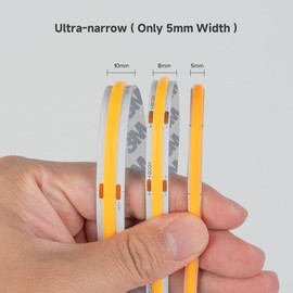 BTF-LIGHTING FCOB COB 5mm Width UL Listed Super Narrow Flexible Uniform Light LED Strip 16.4FT DC12V 4000K CRI 90+ Dimmable LED Ribbon for Kitchen Home Indoor Decoration(No Adapter or Controller)
