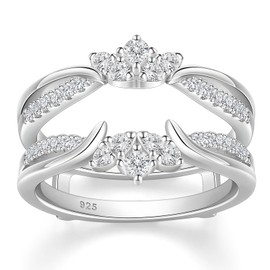 SHELOVES Moissanite Ring Enhancers for Engagement Rings Guard Stacking Wedding Bands 925 Sterling Silver 5-10, stone, Moissanite