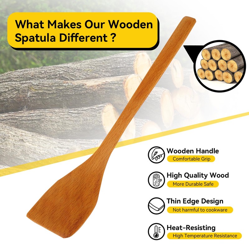 Wooden Cooking Spatulas, Not Sticky Long Handle Spatula Turner Set