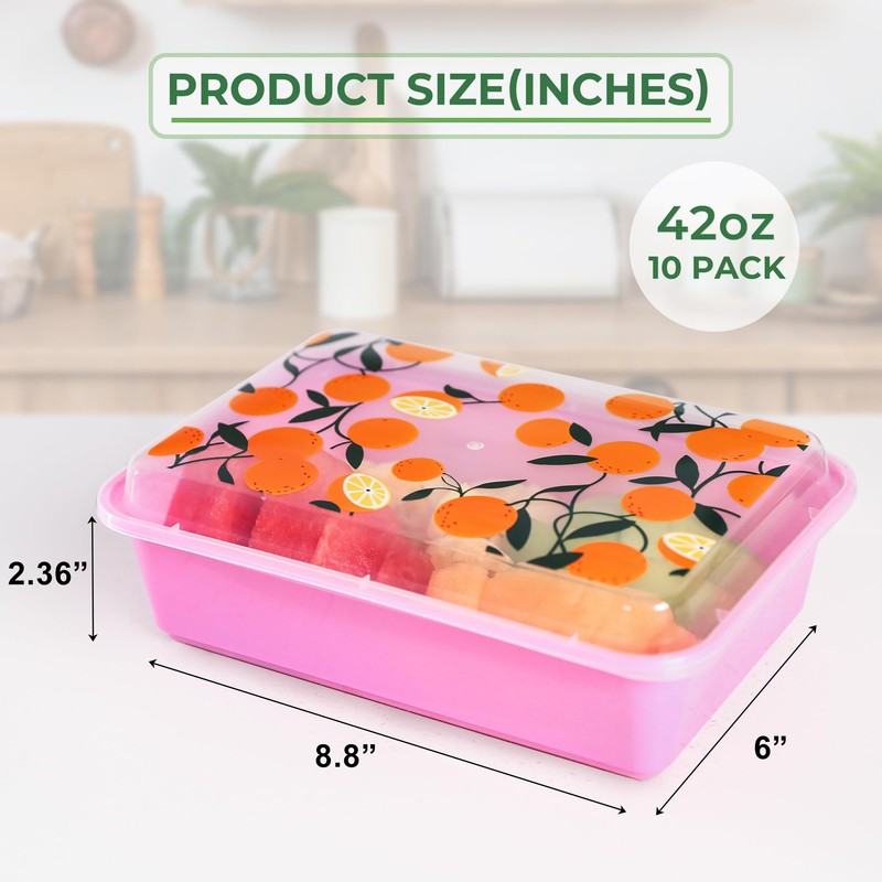10 Pack 42 oz Meal Prep Containers, Reusable Plastic Food