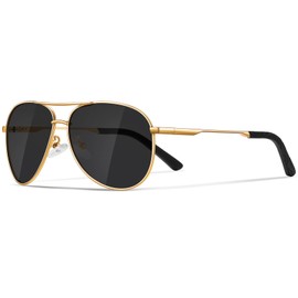 phikttu Sunglasses Men Polarized Aviator Sunglasses for Men Women Fishing Driving Sun glasses Metal Frame UV400 Protection, Gold Frame Grey Lens, One Size