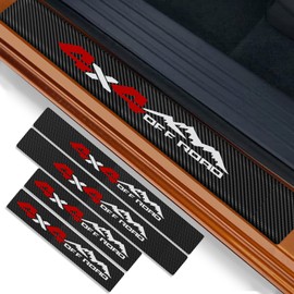 Medwoka Door Entry Guard Sill Protector Fit for 2016-2023 Tacoma Double Cab, Threshold Protection 4x4 Sport Decal Stickers Carbon Fiber Style Lether Truck Interior Accessories, 4Pcs