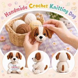 OWUH Funny Dog Gifts for Women Girls Men Boys Graduation Birthday Fathers Day Christmas Stocking Stuffers Presents, Mini Cute Puppy Dog Emotional Positive Support Crochet Desk Decor Accessories