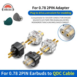 okcsc QDC to 0.78 2 Pin Male Adaptor Work for 0.78/0.75 2 Pin Cable Connected with SHUOER CONDUCTOR/SINGER/SOLOIST/EJ07/TAPE PRO/KZ:BA10/AS10/ZS10/ZSR/ZST/ED12/ES3/ES4/IM2 Black