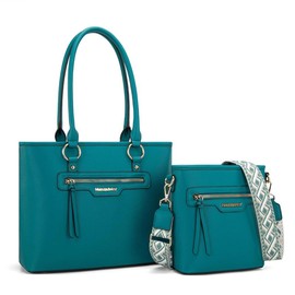 Montana West 2Pcs Handbags Sets for Women Large Tote Bags Cute Crossbody Purses - Color: Blue,Turquoise
