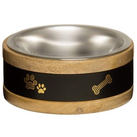 Loving Pets Black Label Ring Dog Bowl, Wood, 1 Pint