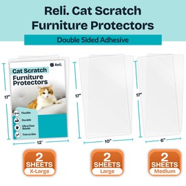 Reli. Cat Scratch Furniture Protector (6 Pack, Double Sided), Combo Pack | Cat Couch Protector from Claws/Clear Anti Scratch Furniture Shield