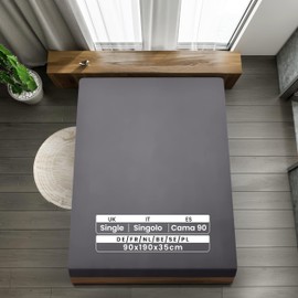 Utopia Bedding Fitted Sheet Single (2 Pack), Grey - Deep Pocket 14 inch (35 cm) - Easy Care - Soft Brushed Microfibre Fabric - Shrinkage and Fade Resistant - Bottom Sheet