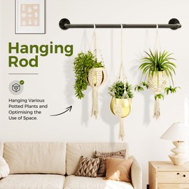 Bamworld Hanging Planters for Indoor Plants Plant Hanger Indoor Hanging Plant Rod 36.2in Window Plant Shelves Metal Rod Pot/Chain/Plant Not Included