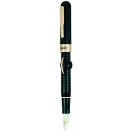 Conklin Mark Twain Crescent Fountain Pen, Black Chased with Rose Gold Trim, Stub Nib (CK71139)