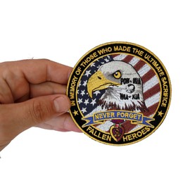 Fallen Heroes POW MIA WIA KIA Memorial Patch - 4x4 inch - Embroidered Iron on Patch