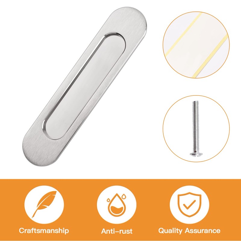 MOROBOR 18CM Self-Stick Oval Sliding Door Pulls, 2pcs Brushed Steel