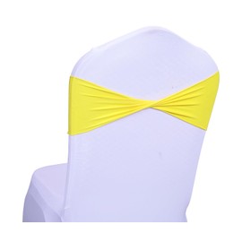 Mds Paquete de 10 cintas elásticas para sillas de licra, lazos sin hebilla, para decoración de bodas y eventos, con lazo, color amarillo