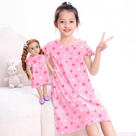ICOSY Matching Doll & Girls Nightgowns Clothes Girls Pajamas Sleepwear Outfit for Kids and American 18" Girl Doll