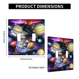 Moslion Planets Outlet Cover 2-Gang Toggle Wall Plate Universe Outer Space Galaxy Stars Sky Light Switch Covers For Hotel Office Restaurant