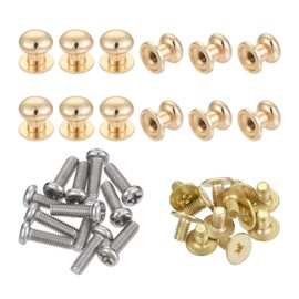 uxcell 8mm Head Dia. Round Knobs Pull Handle, 12pcs Zinc Alloy for Drawer Pulls Gift Box Cabinet Door Knobs with Screws, Light Gold