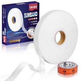 TOG BEG Hem Tape 50 m x 2 cm – Includes 1.5 m Tape Measure – Extra Strong Ironing Tape 60 GSM, Washable Textile Tape for Clothing Repair, Fabric Tape for Curtains and Textiles
