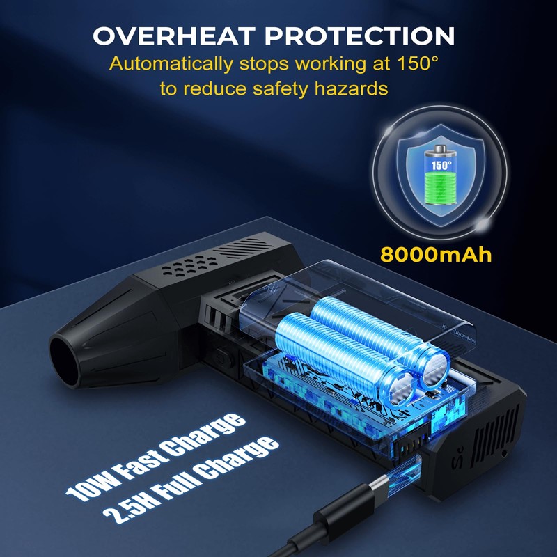 Compressed Air Duster and Vacuum 2 in 1, 180000RPM Powerful