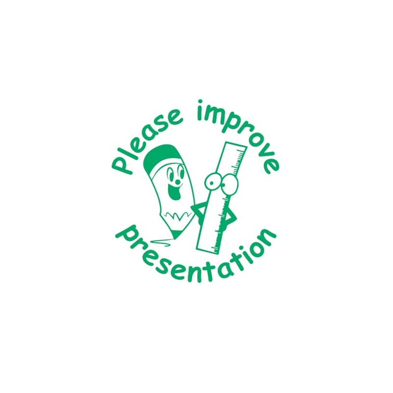 Please Improve impresentation Self-Inking Teacher Stamp - Green Ink. 22mm,
