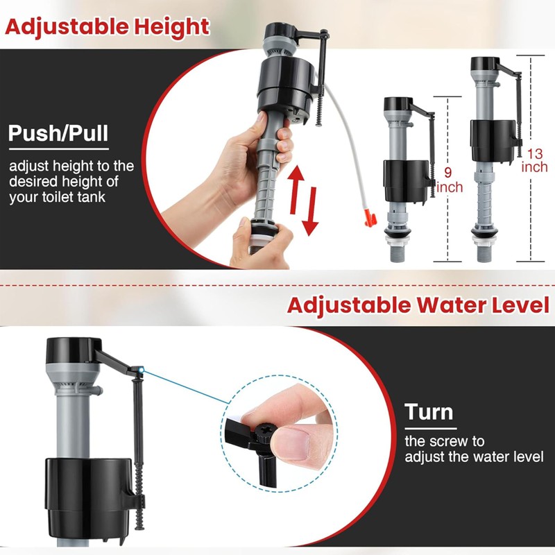 Universal Toilet Tank Replacement Kit - Includes Fill Valve,2-Inch Low