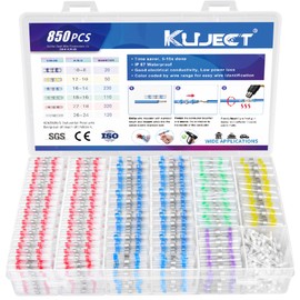 Kuject Heat Shrink Self Solder Wire Connectors Kit 850PCS, Crimpless & Solderless Waterproof Electrical Butt Terminals, Insulated Wiring Splice Solder Seal Connectors for Marine Automotive Boat Truck
