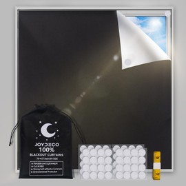 Joydeco Window Blackout Curtain, Opaque, 100% Blackout Fabric, Portable Pleated Blind, No Drilling, Sun Protection for Skylights, 300 x 145 cm