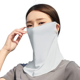 Tophana Women's Face Mask for Summer, Cool to Touch, UPF 50+ Certified, Ear-over Type, Soft, Easy to Breathe, Windproof, Dustproof, Lightweight, Neck Cover, Face Guard, Sun Protection Mask, #02. Light