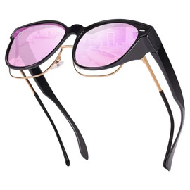 VUEECLAT Polarized Cat Eye Sunglasses Fit Over Glasses for Women - Double-Sided AR Coating Polarized Lenses, UV400 Protection