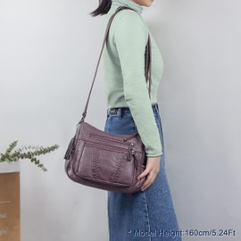 VOLGANIK ROCK Ladies Handbag Soft PU Leather Crossbody Bag for Women Lightweight Shoulder Bag Multi Pockets Crossbody Handbag for Women Ladies