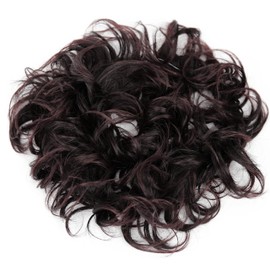 PRETTYSHOP XXXL Hairpiece Hair Wrap Scrunchie Scrunchy Updos, VOLUMINOUS, Curly Messy Bun, Dark brown mix # 1T33B HW27