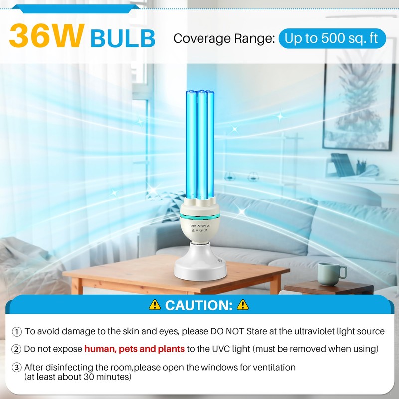 Qualirey 36 Watts UVC Ozone Light with Remote Control and