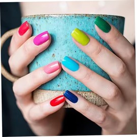 20 láminas de pegatinas de uñas gel impermeables estilo sencillo tiras uñas gel cobertura total con lima pegatinas seguras para decoración (sin luz UV).Diseño práctico