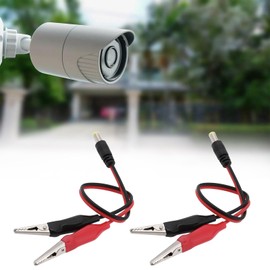 eMagTech 10Pcs Dual Alligator Clips to 5.5x2.1mm Male Plug Connector 25cm for LED Light Strip CCTV System Router