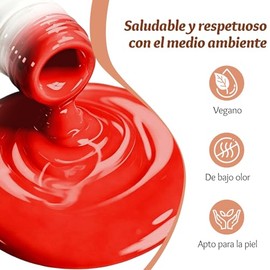 CHERIMOYA Esmalte en Gel Multicolor para Uñas 15ml-Rojo clásico | Amplia Gama de Colores Gel Polish Color Soak Off UV LED Alta Pigmentación Brillo Dur
