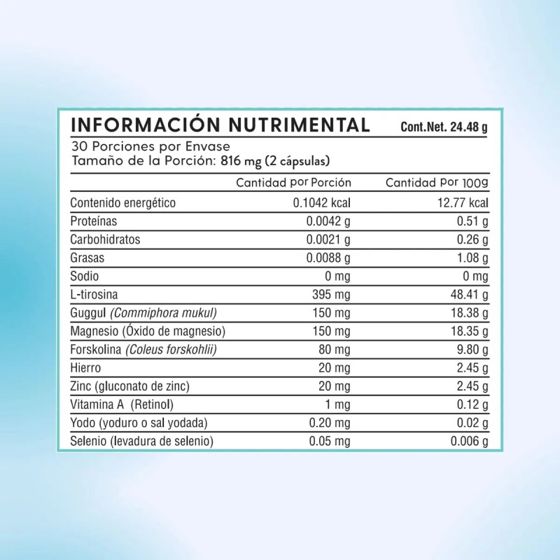 Suplemento Apoyo Tiroides Con L-tirosina, Yodo 60 Cáps Hh