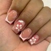 French Tip Press on Nails Short Square Fake Nails Hawaii