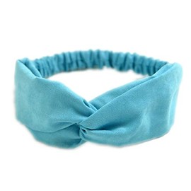 Floral Twist Knot Headband Elastic Wrap Turban Hair Band Yoga Sports Lady (Aquamarine)