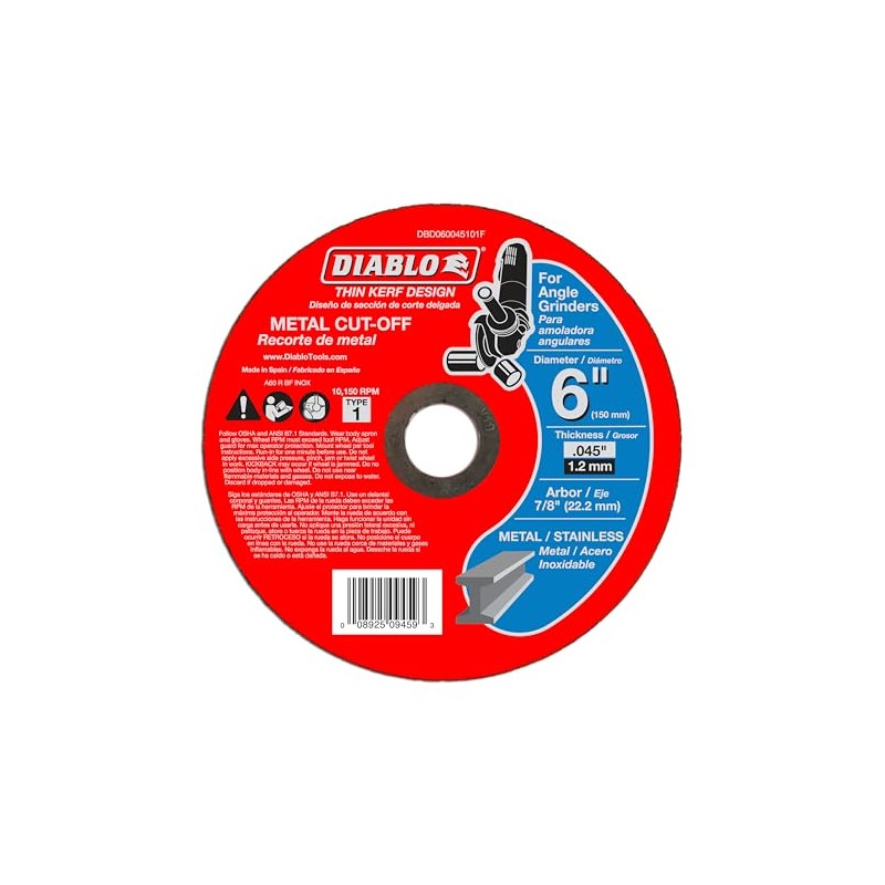 Diablo Metal Cut-Off Disc - Superior Performance - 6" Diameter,