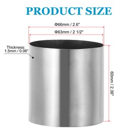 PATIKIL 2 1/2" (63mm) ID Straight Pipe Fitting, 304 Stainless Steel Coupling Metal Tube Connector Adapter for Irrigation Water Pipelines, DIY, 60mm Long