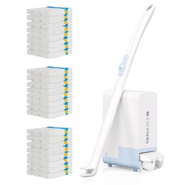 AIR U+ Disposable Toilet Brush Wand for Scrubbing Bubbles Flushable Refills, Wall Mount Toilet Cleaning System with 24 Count Refills + 1 Toilet Wand + 1 Automatic Visual Caddy